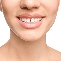 Up-close view of a gap between two front teeth