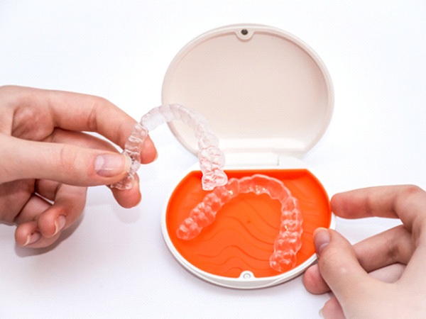 Two Vivera retainers in their storage case